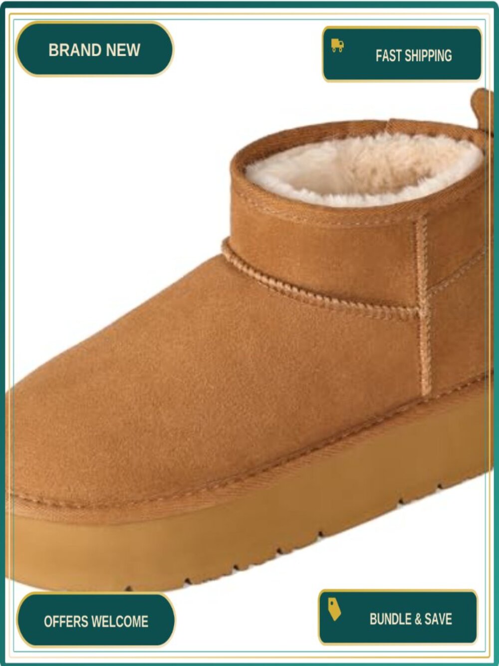 Genuine Suede Platform Ankle Snow Boots Cozy Faux Fur Lined Women